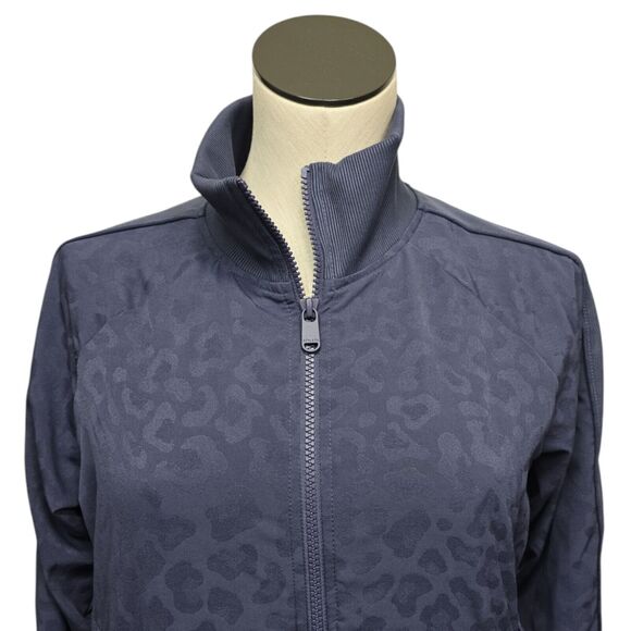 Athleta Brooklyn Bomber‎ Featherweight Jacket Size Small Leopard Medieval Violet - Picture 10 of 11